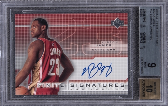 2003-04 Upper Deck Finite "Signatures" #LJ LeBron James Signed Rookie Card (/150) – BGS MINT 9/BGS 10
